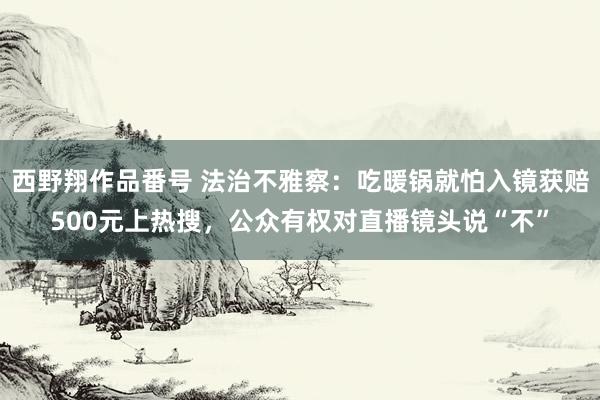 西野翔作品番号 法治不雅察：吃暖锅就怕入镜获赔500元上热搜，公众有权对直播镜头说“不”