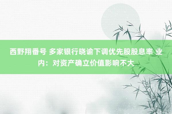 西野翔番号 多家银行晓谕下调优先股股息率 业内：对资产确立价值影响不大