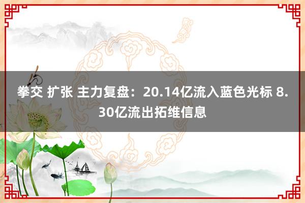 拳交 扩张 主力复盘：20.14亿流入蓝色光标 8.30亿流出拓维信息