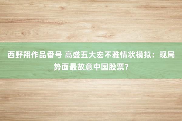 西野翔作品番号 高盛五大宏不雅情状模拟：现局势面最故意中国股票？